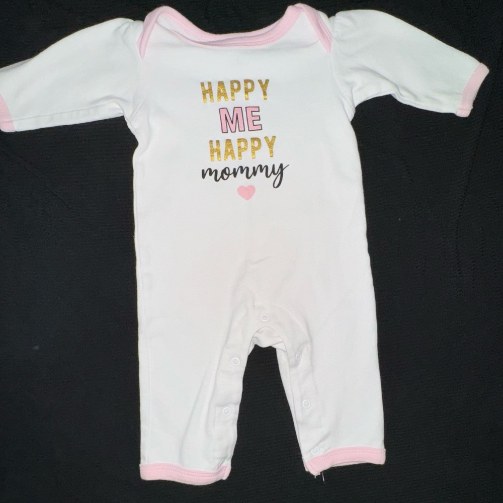 White and Pink Footies with Happy Hug Design